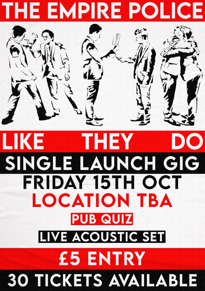 theempirepolice's tweet photo. To celebrate the release of our next single, we’re having a launch party on October 15th 🎉🎈

We’ll be playing an acoustic set with support from @RhysEMusic, and hosting a pub quiz with merch, gig tickets and free drinks to be won!

Tickets and location: https://t.co/Edkbq5chXY https://t.co/I34xunIalf
