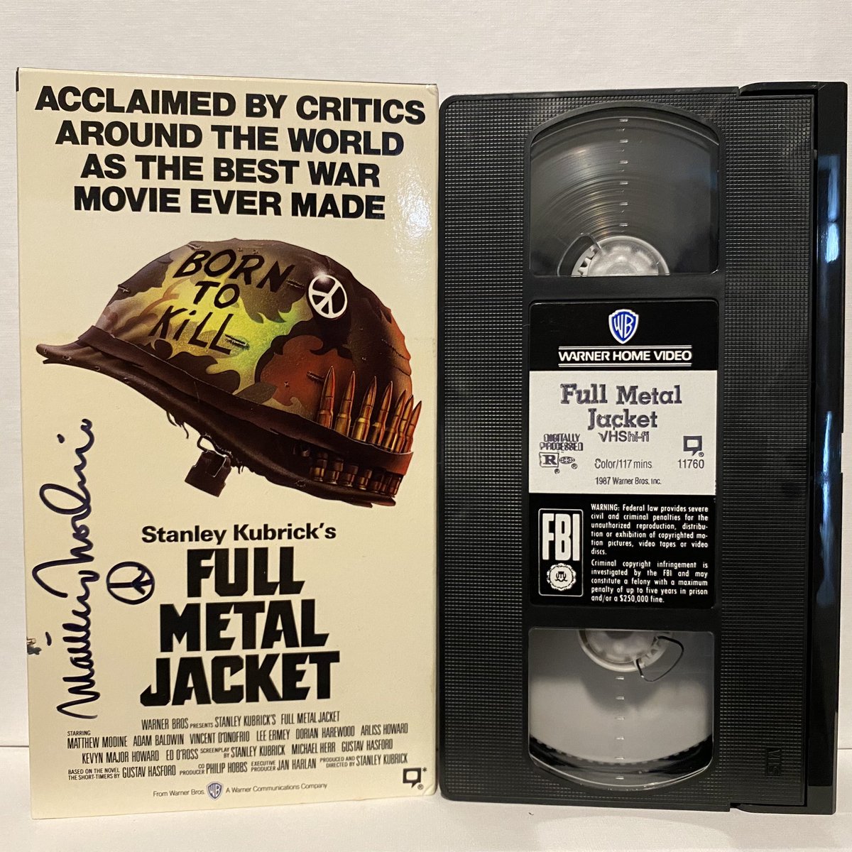 #ModineMonday is back! RT by Monday, 10/4 for a chance to win this original (signed!) VHS tape of FULL METAL JACKET from 1987! The winner will also receive a digital download of my <a href="/FMJDiary/">Full Metal Jacket Diary</a> audiobook. Good luck! ☮️