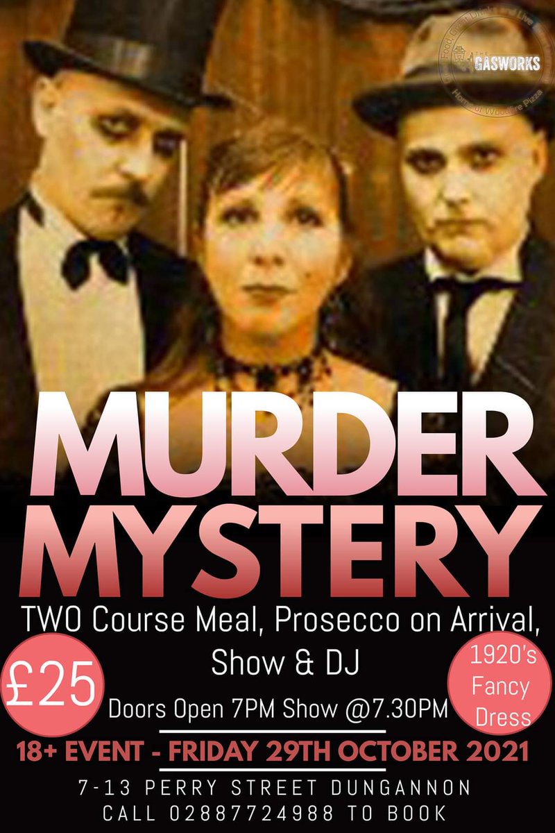 #Halloween fun! Get your tickets for our spooky #murdermystery at #thegasworks #dungannon on 29th October.