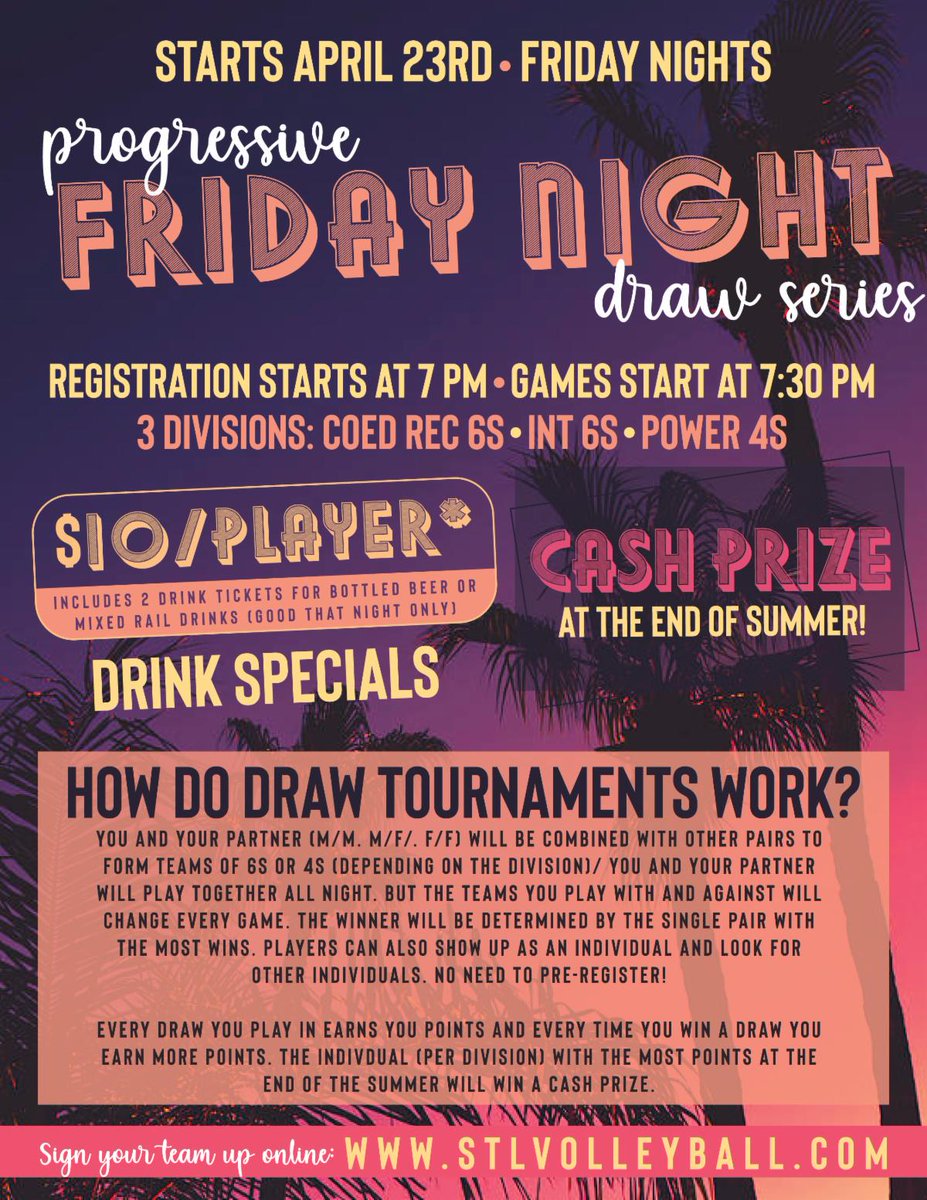 WaveTacoVball's tweet photo. Friday Night Draw Tournaments are BACK! https://t.co/bG4qnKS7OL https://t.co/7oooe52lXB