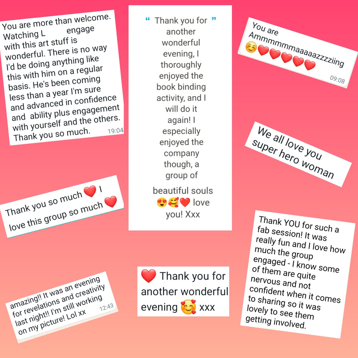 AnnaBilles's tweet photo. Beautiful Young at HeArt participants' feedback 🥰. 

Thank you so much everyone! Your kind words mean a lot to me and remind me often, why I do the work that I do 🥰🥰 https://t.co/fv868oJzNy