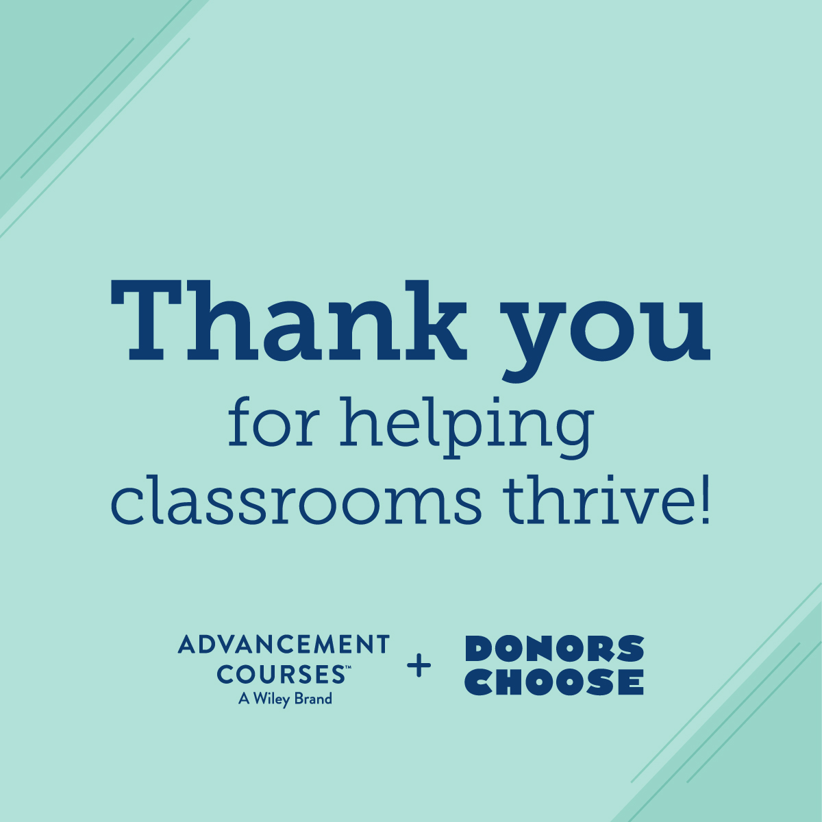 AdvanceTeaching's tweet photo. Thank you to everyone who helped out with our #EveryClassroomCounts initiative! 👏 We donated $34,265 to fund @DonorsChoose projects: https://t.co/Ao9B99T81t https://t.co/k8aDAXwX0y