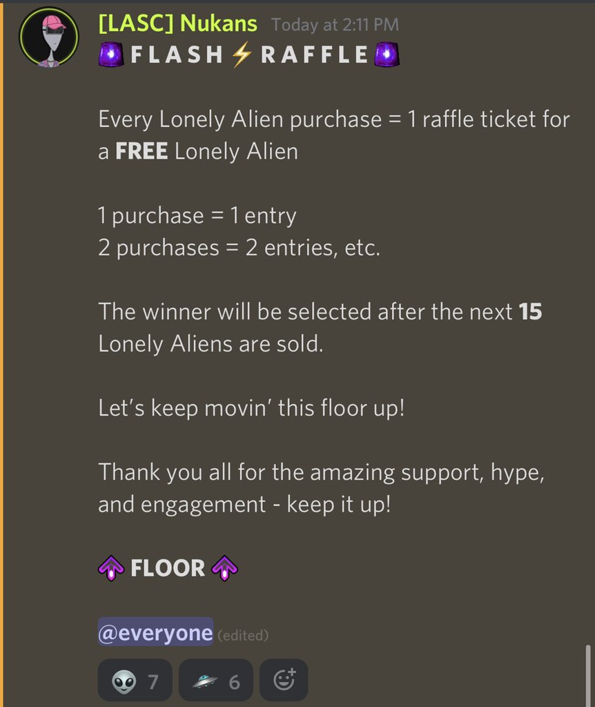 Our Discord is growing at an alarming rate, get in here and join in on the ⚡️FLASH RAFFLES⚡️

discord.gg/XCEeeMjKjz

Abduct a #LonelyAlien here:
opensea.io/collection/lon…
