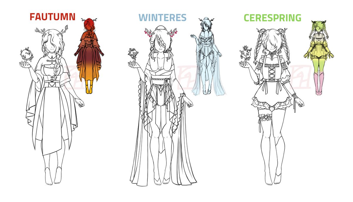 gabesapir's tweet photo. The idea of seasonal Fauna wouldn't leave my head so I made these, should I finish them? 🥺🍁❄🌸 #FineFaunart 💚🌿 timelaps below! https://t.co/v8RRXTHuYK