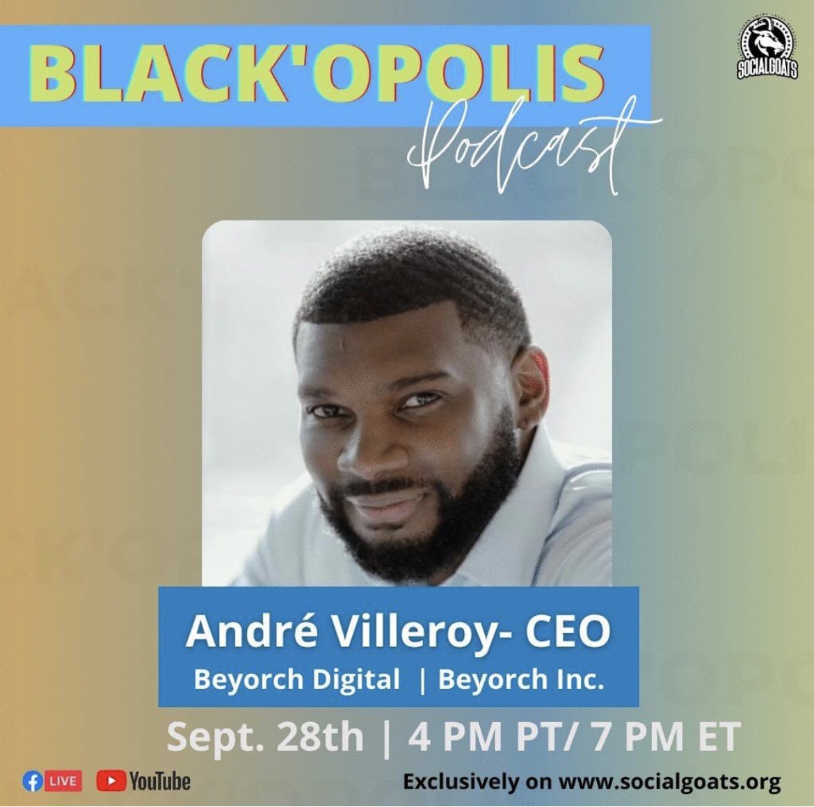 BeyorchDigital's tweet photo. Tune in Tuesday Sept. 28th 4pPST/7pEST live on YouTube. 

Hear from the CEO of Beyorch Digital!
 
Link: https://t.co/IfQvXzi3ns

#crypto #cryptocurrency #digitalcurrency #blockchaintechnology #CEO #entrepreneur #tech #digitalage #cryptonews #beyorchdigital https://t.co/uIrlTEkXdd
