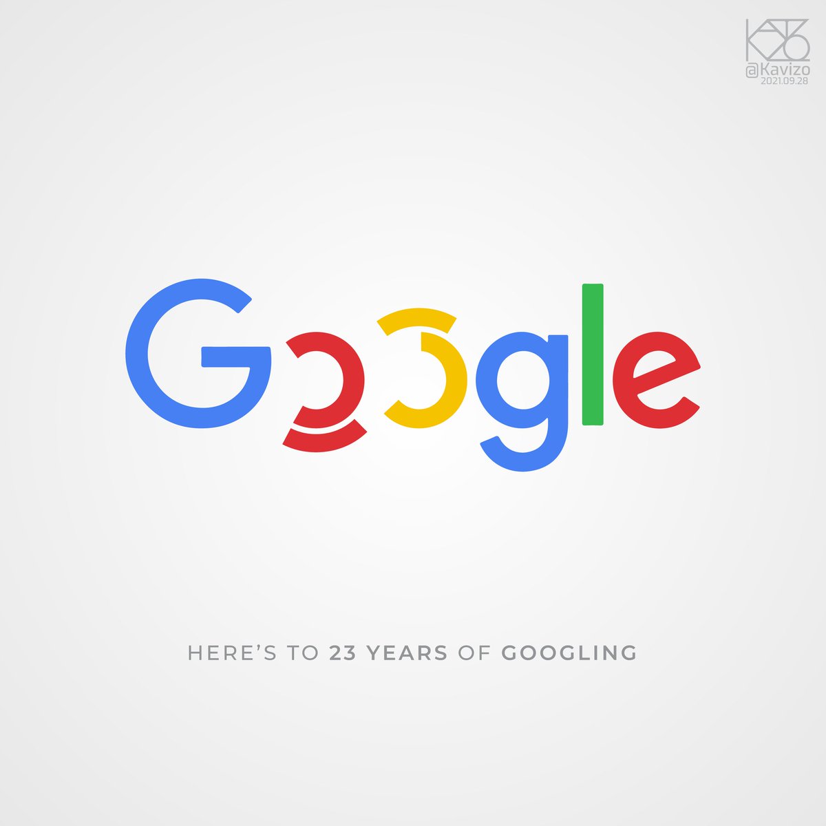 KAVIZO's tweet photo. Here's to 23 years of Googling! 🎉️
@Google
#google #typography #branding #logodesign #googledoodle #logotype #logomark #logodesigner #brandidentity https://t.co/20ItAnjo1q