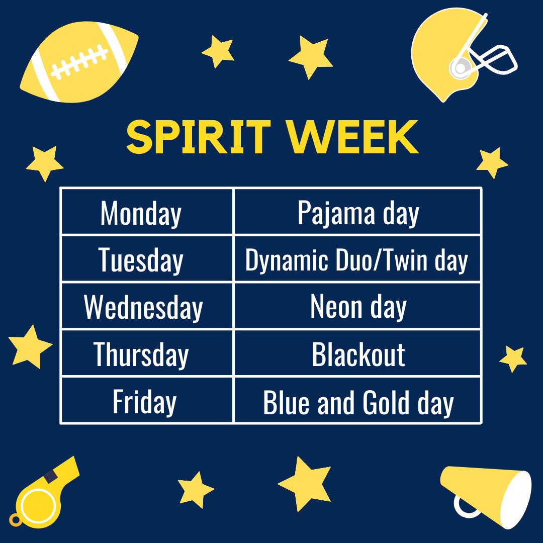 BCCSGA's tweet image. It’s hoco spirit week! Make sure to participate 💙💛

@OfficialBCCHS @BCCclassof2022 @bccsga23 @bccsga24