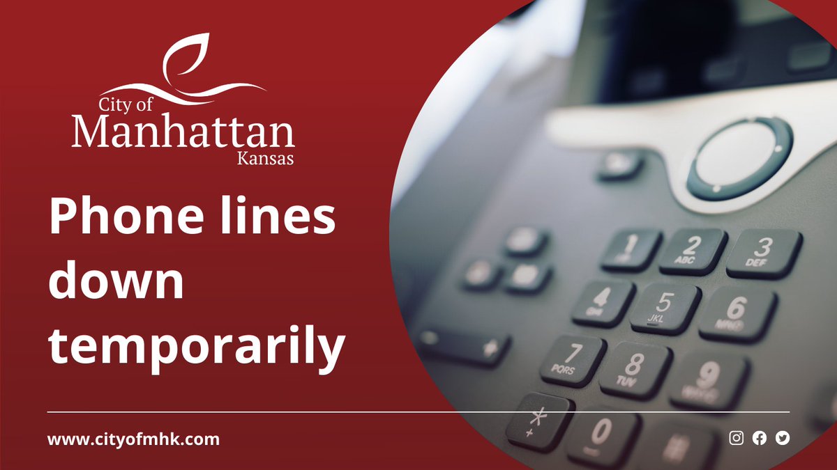 cityofmhk's tweet photo. City phone lines are not working correctly. If we see that you tried to call, we will call you back. If you can't get through at all, please use the contact forms on our staff directory at https://t.co/K7qUe7g3vP to reach us.

We apologize and are working to fix the problem. https://t.co/0Y7KGTJ2ZE