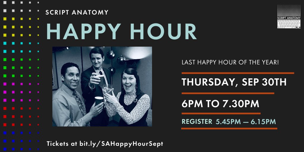 Syeeel's tweet image. Hosting Script Anatomy's FREE Virtual Mixer THIS Thurs evening for the last time this year!
We'll be taking a break until January, but the last chance to join the virtual fun will be at our Screenwriting Craft Festival in Nov! Hope to see you there! scriptanatomy.com/screenwriting-…