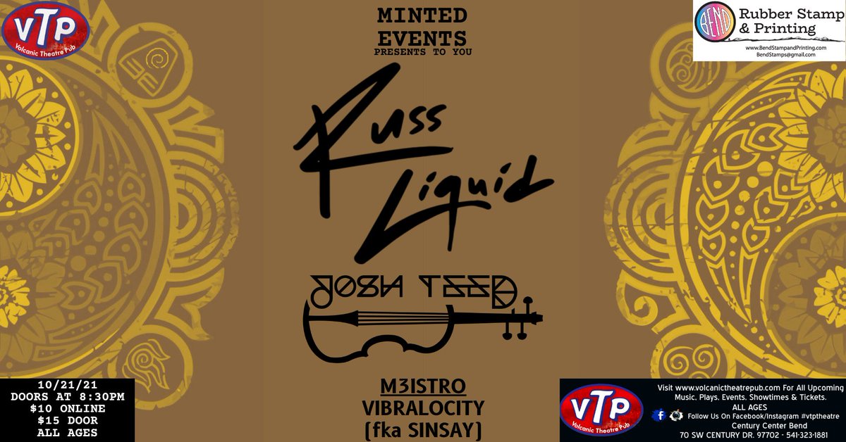Vibralocity (@vibra_locity) on Twitter photo Grateful to announce that I'll be opening up for <a href="/russliquid/">RusS LiQuiD ‼️👾‼️</a> in Bend, OR next month on 10/21!
Click the link for tickets: linktr.ee/vibralocitymus…
#dj #djlife #producer #musicproducer #music #dancemusic #events #danceevent #bend #bendoregon Grateful to announce that I'll be opening up for <a href="/russliquid/">RusS LiQuiD ‼️👾‼️</a> in Bend, OR next month on 10/21!
Click the link for tickets: linktr.ee/vibralocitymus…
#dj #djlife #producer #musicproducer #music #dancemusic #events #danceevent #bend #bendoregon