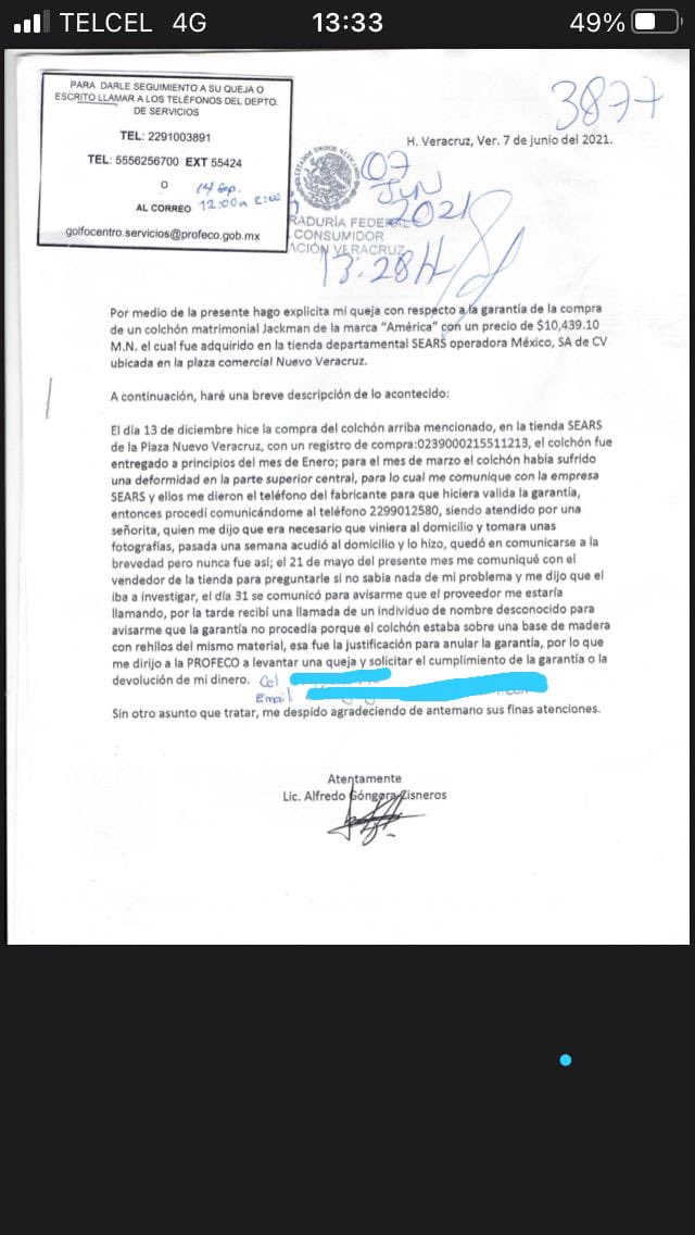 AYUDA :Es increíble el pésimo desempeño del departamento de la PROFECO en el Puerto de Veracruz, desde la de recepción, pasando por los agentes y los de más arriba; meses esperando una respuesta y su respuesta: venga en 15 días. <a href="/Profeco/">Profeco</a> <a href="/AtencionProfeco/">Atención Profeco</a> <a href="/searsmexico/">Sears México</a>