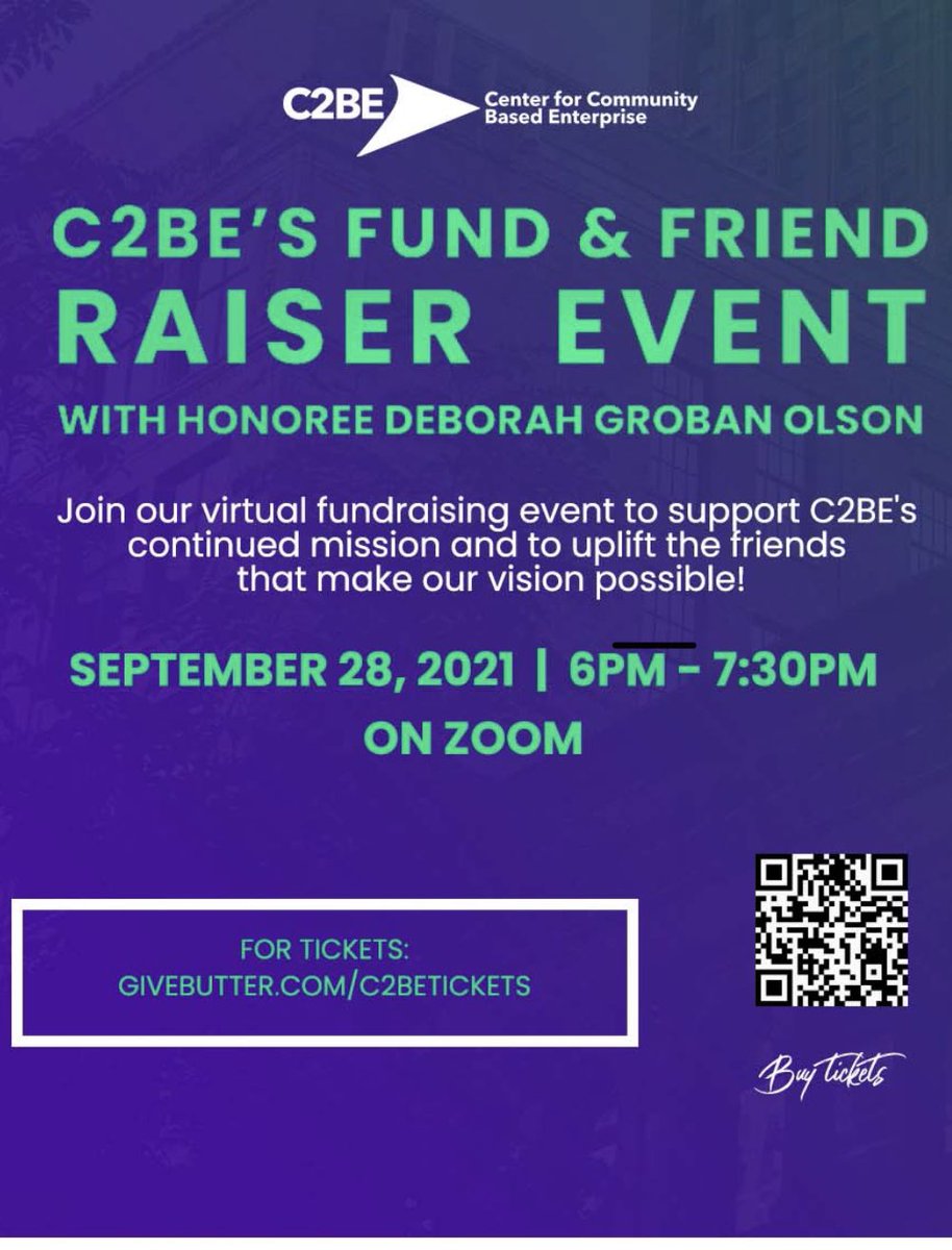 Tomorrow, we are honoring Deborah Groban Olson, a specialist in worker ownership at our Fund and Friend Raiser event. Join us on ZOOM from 6:00-7:30 p.m. [Link in bio] #c2be #buildinginclusiveeconomies #workerownership #employeeownership #Detroitbusinesses #usfwc