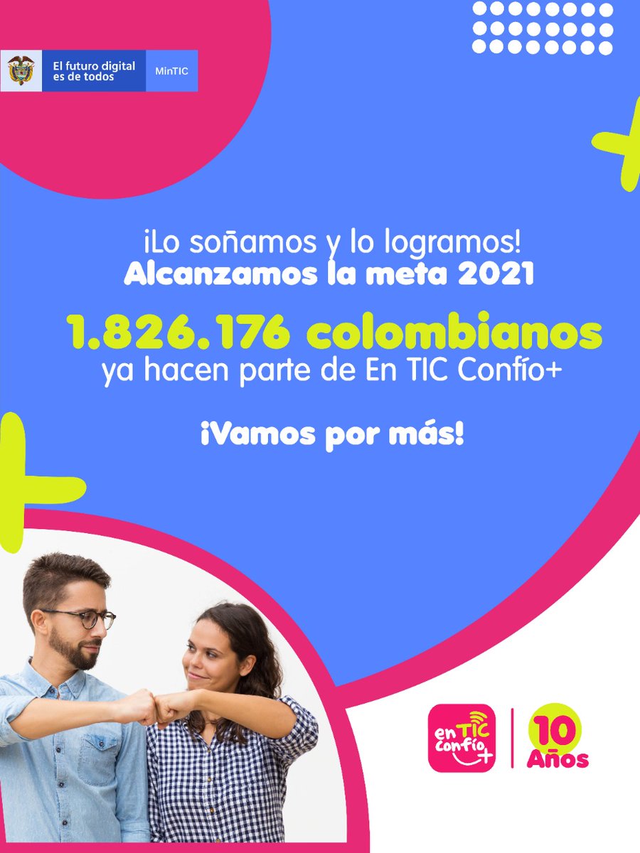 katty_eljach's tweet photo. ¡Logramos que 1.826.176 de colombianos sean parte de @EnTICconfio! Y que en cada uno de los 32 departamentos, el país dijera sí al uso responsable, seguro y creativo de Internet.
#EnTICconfío10Años https://t.co/qIaOgB2sGf