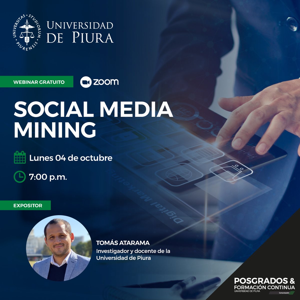 Comprende cómo traducir los datos del #SocialMedia para potenciar tus estrategias de comunicación y extraer patrones de consumo que muestren el valor deseado por tus usuarios. 
📌Participa, aquí: bit.ly/3zEjgb6 

#MktDigitalUDEP