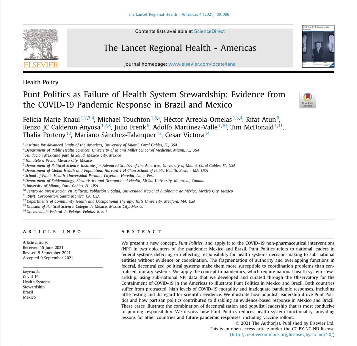 What do you think of our new term, #PuntPolitics? Described in @LancetRH_Americ –Punt Politics: The failure of national governments to make essential decisions and deflecting them to sub-national entities Read more here: thelancet.com/journals/lanam…