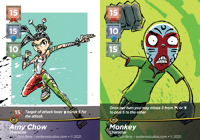 MarkoftheMuse's tweet photo. https://t.co/IwMXvASCPv 
Another day now with @theSunBros  Amy Chow and Monkey are absolute warriors in their comics and these two cards are power houses that can manipulate Base ATK and DEF which can make for quite the power house. https://t.co/sgsSeMc2Do