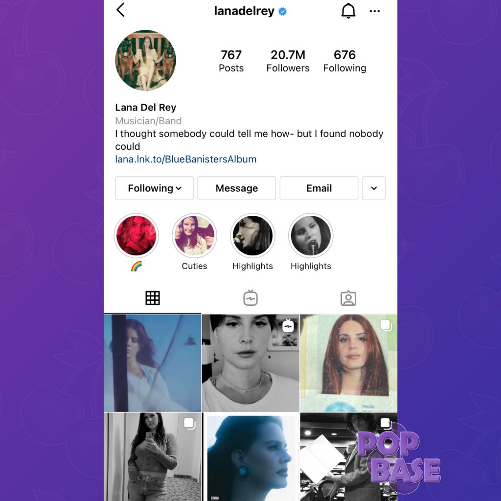 Pop Base on X: "Lana Del Rey's Instagram has been ...