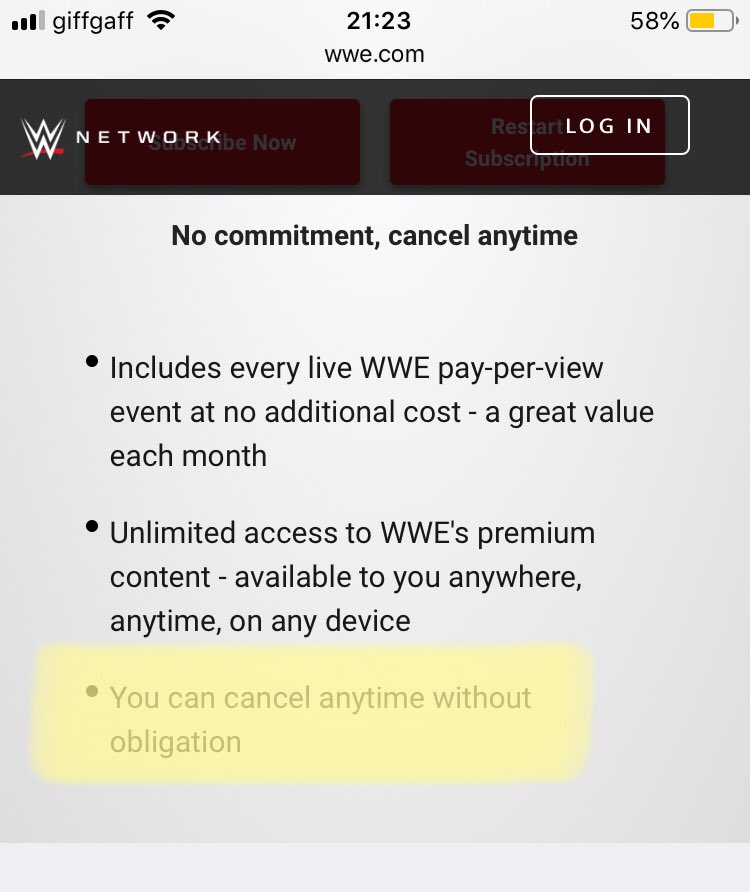MrSeanMcCann's tweet photo. @WWE screenshots show that despite me cancelling the subscription you’re still helping yourself to my money, please refund - this is unacceptable. https://t.co/1DactrCWHc