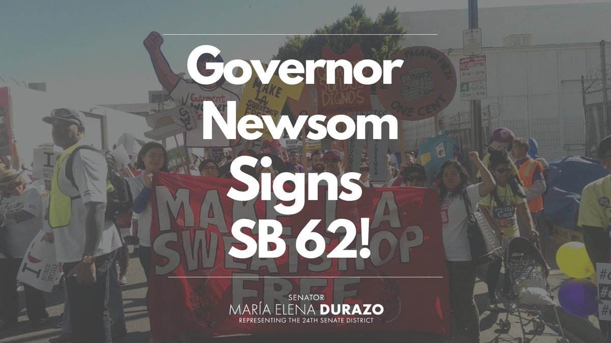 Today we won justice for garment workers. We are one step closer to ending wage theft and holding brands accountable for exploitation they have enabled. Ethical fashion is the future!

Thank you @GarmentWorkerLA, @BetTzedek, @Western_Center, @CaliforniaLabor & @GavinNewsom. #SB62