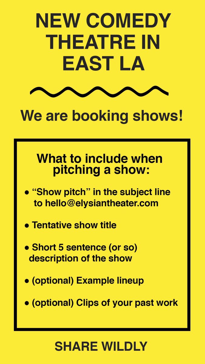 🌞there’s going to be a new comedy theater in LA 🌞 

More to come but hey send me ur good ur bad ur ugly ideas : )