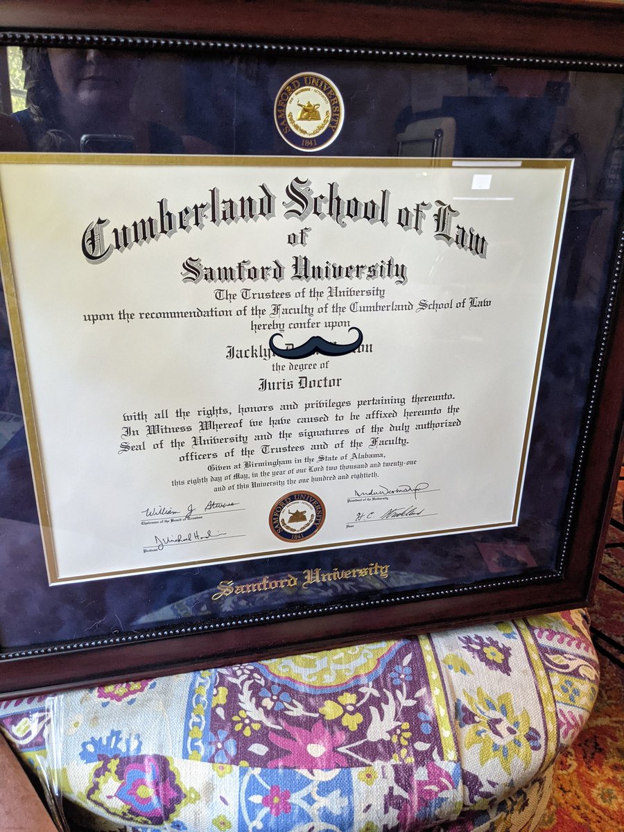 jdmplus2's tweet photo. Well, I did it🍾 Passed the @AlabamaStateBar Exam and *finally* framed my @CumberlandLaw diploma! https://t.co/3ytHC1ZXKd