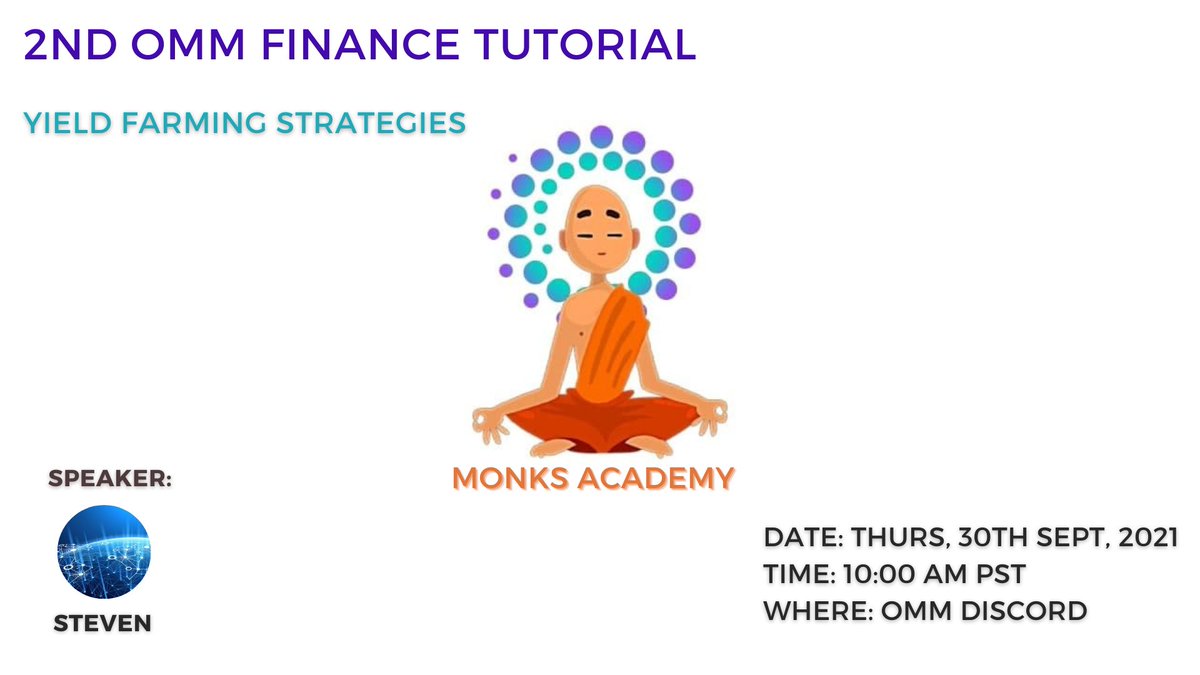 MonksAcademy's tweet photo. π’On this weeks segment we have @Lucky8Steven to talk about yield farming strategies for @ommfinance users, and future synergies with @OptimusDeFi.
Join us and tell us your strategies! #ommlearning #defi $omm $icx #usds #isudc #baln https://t.co/CXfHODAC4v