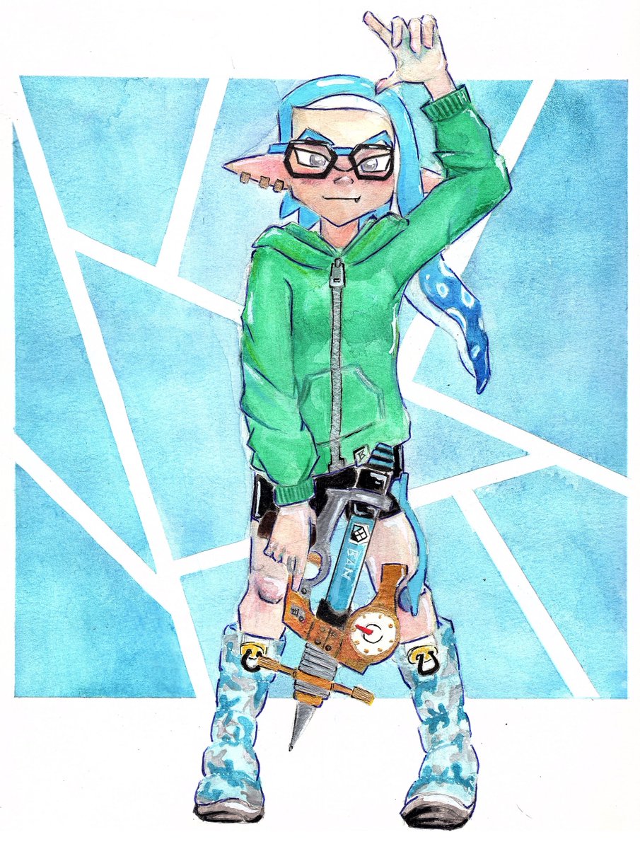 BanArt9's tweet photo. hi everyone, i made this inkling from @zakerlegendari1 's character. i hope u like it
#splatoon2 #inkling #nintendoswitch #splatoon3 #Watercolorpainting #Splashomatic https://t.co/StBeYO2tEc