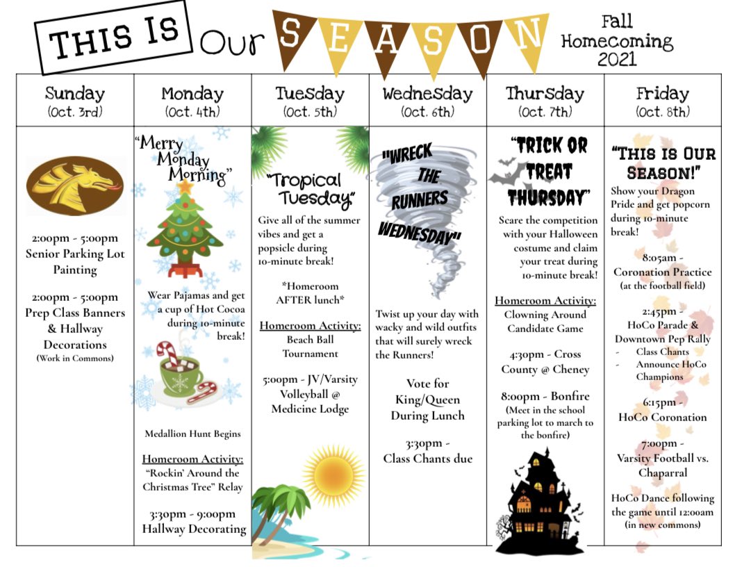 Homecoming week is Oct 3rd-8th #HOCO #GoDragons