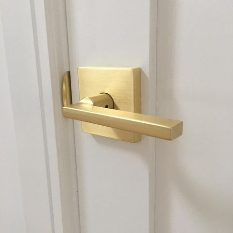 Schlage_Locks on X: Door hardware really is the jewelry of the door.  #Schlage Latitude lever with Collins trim in satin brass. Photo via  Norwegian by Design. #doorhardware  / X