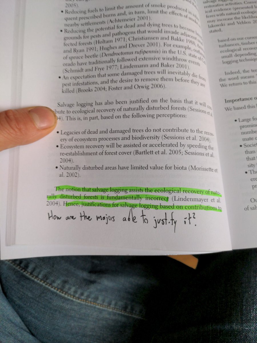ThomasforBC's tweet image. The authors go so far as to say:

"The notion that salvage logging assists the ecological recovery or naturally disturbed forests is fundamentally incorrect"