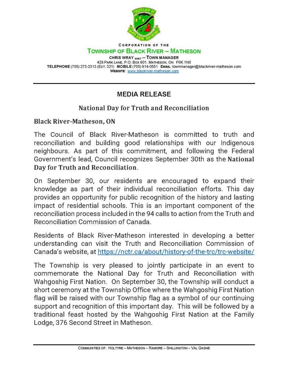TownshipBRM's tweet image. Truth and Reconciliation September 30 2021
