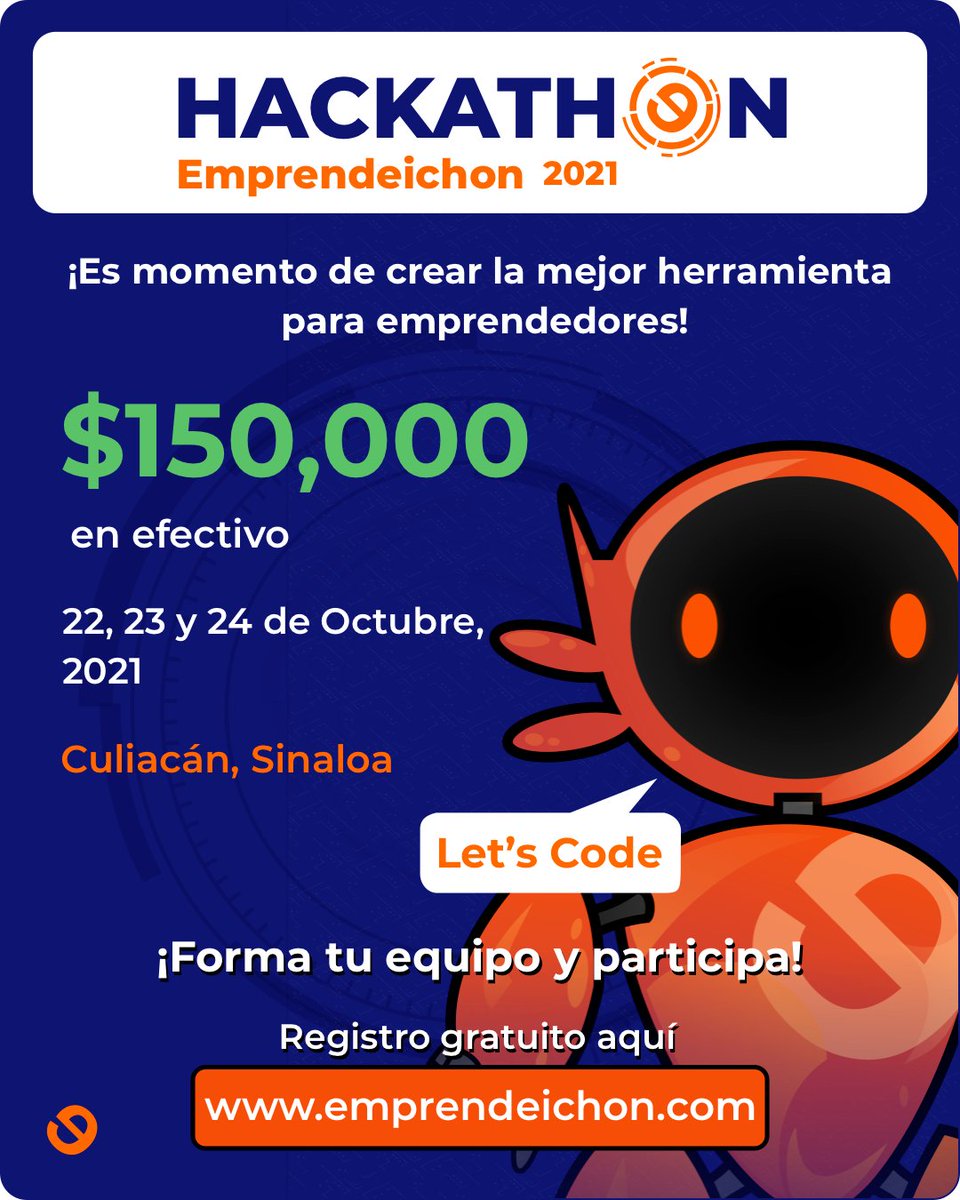 devspacemx's tweet image. Nuestros amigos de Emprendeichon te invitan a su hackathon este mes de octubre 👻

Forma un equipo multidisciplinario y crea una propuesta innovadora para emprendedores🙆🏼‍

📅 22, 23 y 24 de Octubre
📌 Culiacán, Sinaloa

Registro totalmente gratuito en emprendeichon.com