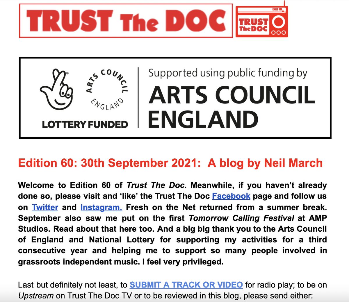 Neil March (Trust The Doc Media/ICMP) (@trustthedocuk) on Twitter photo + Ed 60 #TrustTheDoc blog published today ft:
@sensescoventry <a href="/SDPenguinsmusic/">SKY DIVING PENGUINS</a> <a href="/3Vstrs/">Street Robots</a> <a href="/AndersonTapes/">The Anderson Tapes</a> <a href="/lazyBoyyyyyyy/">LAZYBOY</a> <a href="/Blokeacolazero/">Blokeacola</a> <a href="/SisterLucy6/">Sister Lucy</a> <a href="/horde_barbarian/">The Barbarian Horde</a> @TheHolyRoad <a href="/ManeatGrass/">ManeatGrass</a>
<a href="/NadiaSheikh_/">Nadia Sheikh</a> <a href="/rumbleskulls/">Michael Featherstone</a> @Snippetcuts <a href="/freyabeer/">Freya Beer</a> & lots more..
demerararecords.com/trust-the-doc + Ed 60 #TrustTheDoc blog published today ft:
@sensescoventry <a href="/SDPenguinsmusic/">SKY DIVING PENGUINS</a> <a href="/3Vstrs/">Street Robots</a> <a href="/AndersonTapes/">The Anderson Tapes</a> <a href="/lazyBoyyyyyyy/">LAZYBOY</a> <a href="/Blokeacolazero/">Blokeacola</a> <a href="/SisterLucy6/">Sister Lucy</a> <a href="/horde_barbarian/">The Barbarian Horde</a> @TheHolyRoad <a href="/ManeatGrass/">ManeatGrass</a>
<a href="/NadiaSheikh_/">Nadia Sheikh</a> <a href="/rumbleskulls/">Michael Featherstone</a> @Snippetcuts <a href="/freyabeer/">Freya Beer</a> & lots more..
demerararecords.com/trust-the-doc