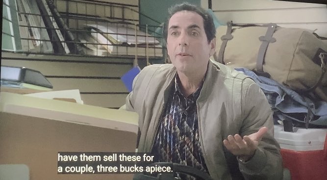 Richie Aprile is saying "have them sell these for a couple, three bucks apiece."