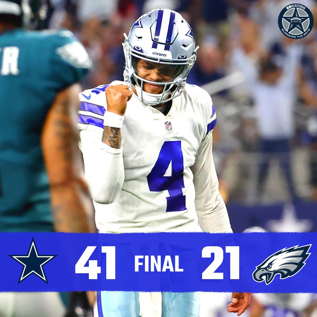 BloggingTheBoys's tweet photo. FINAL.

The Dallas Cowboys have defeated the Philadelphia Eagles! https://t.co/Xk9zNlEfJj