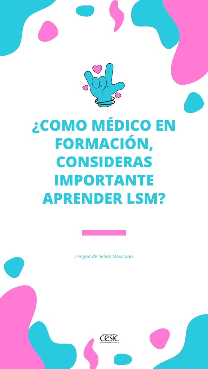 CESICMU's tweet photo. ¿Estás interesadx en aprender LSM para poder tener una mejor relación médico-paciente con tus pacientes sordos? Contesta este forms, por favor 🥳 https://t.co/NtZnogj1Hf https://t.co/y5jNlS5HpN