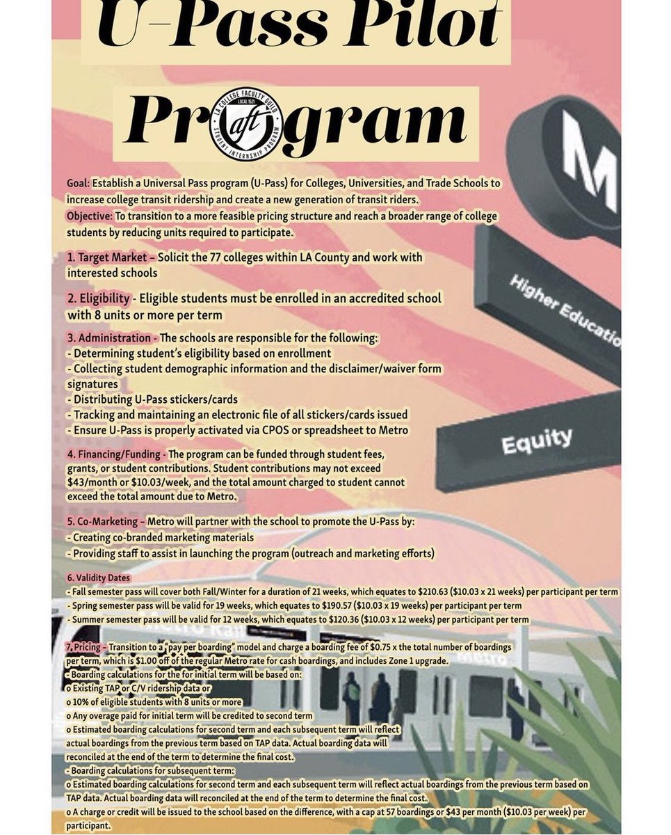LAVCASU's tweet photo. The U-Pass Pilot Program wants establish a program to increase college transit. Free public transit will improve quality of life and help our community create healthy habits
🚨Contact: 
•LACCD Promise Program Contact: 
 - Joanna Towne Zimrinjb@email.laccd.edu https://t.co/rpw3o2Tvht