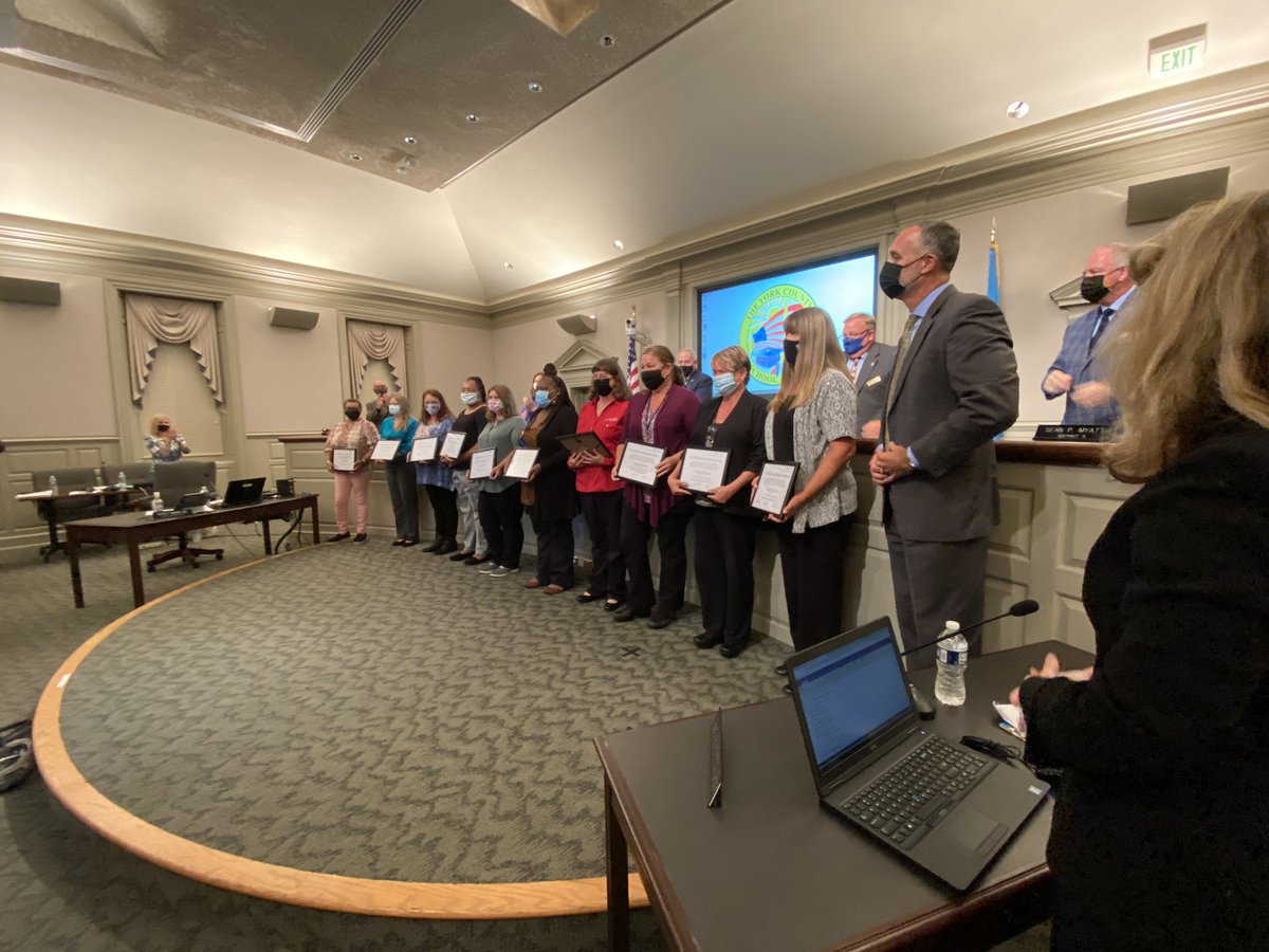 _kgoff's tweet photo. The @YCSD School Board recognized cafeteria managers for their tireless efforts to feed students through the pandemic. Standing ovation from the families in attendance! #welldeserved #leadYCSD https://t.co/7A3t5L24FN