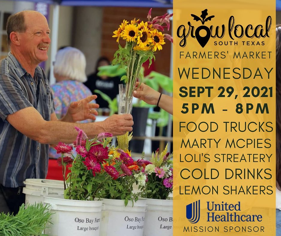 Local flowers? Dinner? Cold Drinks? Groceries? Sounds like #farmersmarket this Wednesday 5-8PM at the <a href="/ArtCenterCC/">Art Center of CC Tx</a> #localfood Rain or Shine