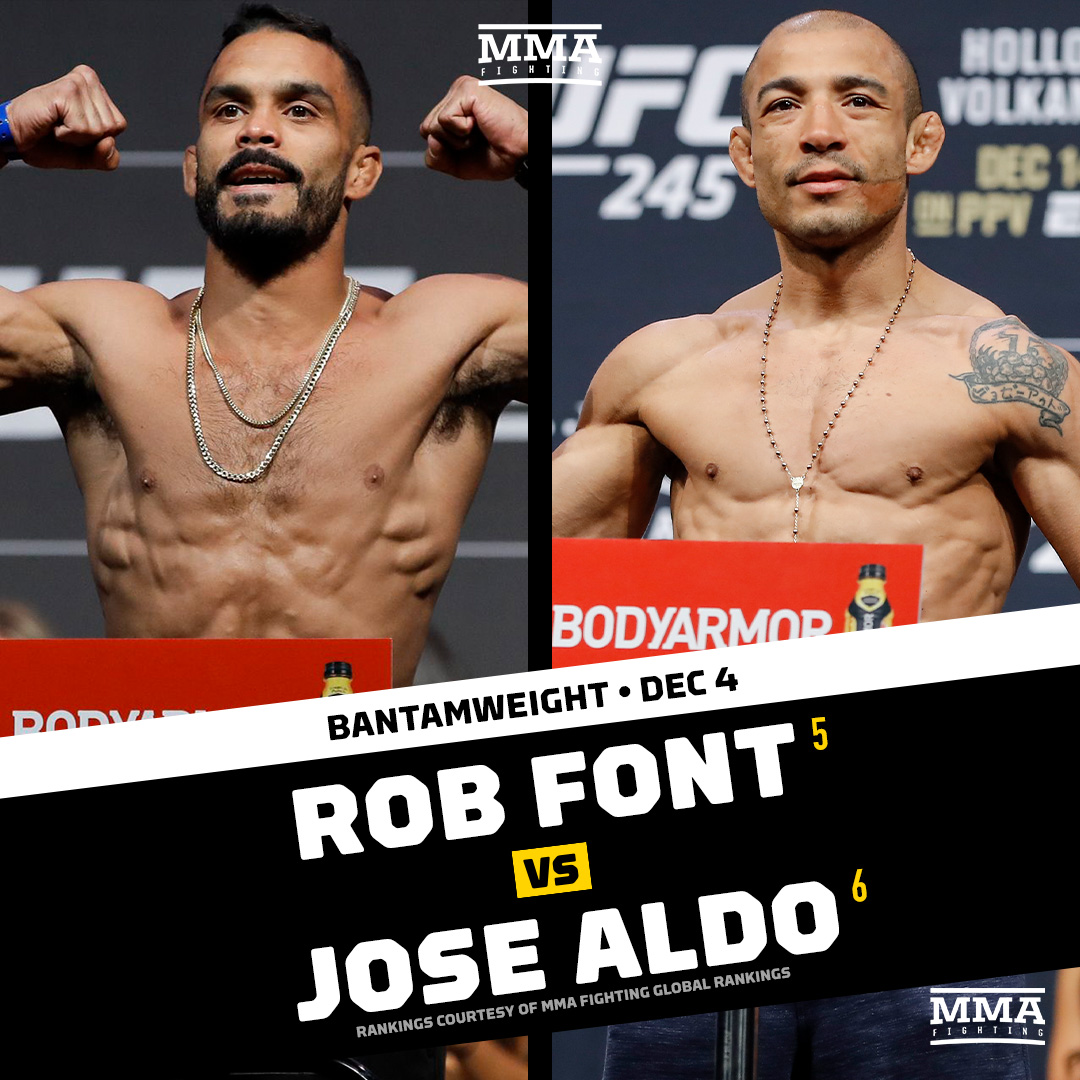 MMAFighting.com on Twitter: Font vs. Jose Aldo in the works Dec. UFC event (@MikeHeck_JR, @guicruzzz) https://t.co/B2aPoOYGif https://t.co/iXBAjhjNXV" / Twitter