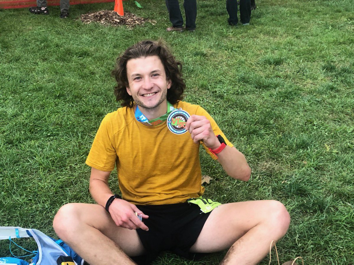 AJHorch's tweet photo. 50 miles and 11 hours later. Beyond exhausted. The volunteers and community of #VT50 were incredible. Staying away from stairs for the next couple of days https://t.co/14p67LNSIu