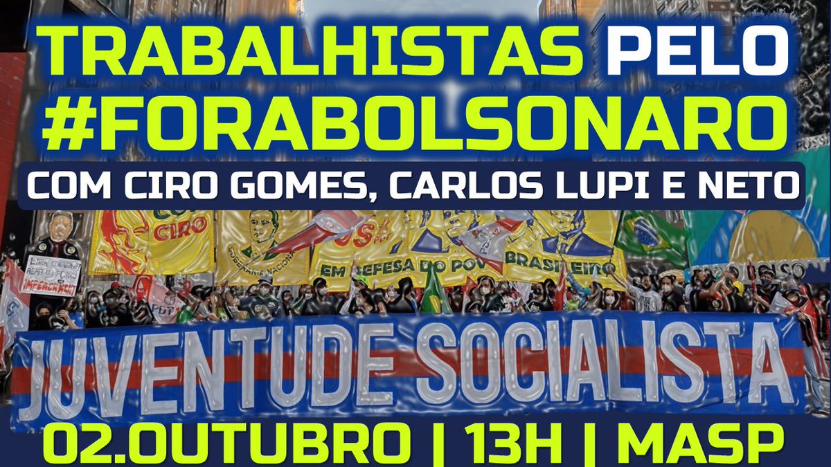 antonionetopdt's tweet photo. ATENÇÃO, TURMA BOA! 
A concentração da manifestação do dia 02 de outubro será a partir das 13h no MASP. Levem suas bandeiras do PDT e do Brasil! Quem quiser entrar no grupo manda uma DM pra gente ✊🏻🌹
@cirogomes, @CarlosLupiPDT, @JSPDTSPOFICIAL e @jspdtspcapital https://t.co/nSEneedtCp