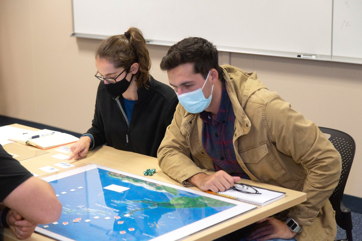 MIT_SSP's tweet photo. SSP researcher Eric Heginbotham, and prof @dicksamuelsMIT led a Solomon Sea wargame simulation today. Grad students from @MIT, @Kennedy_School and @HarvardDivinity took part in the historical simulation. https://t.co/xW0rUChxLw