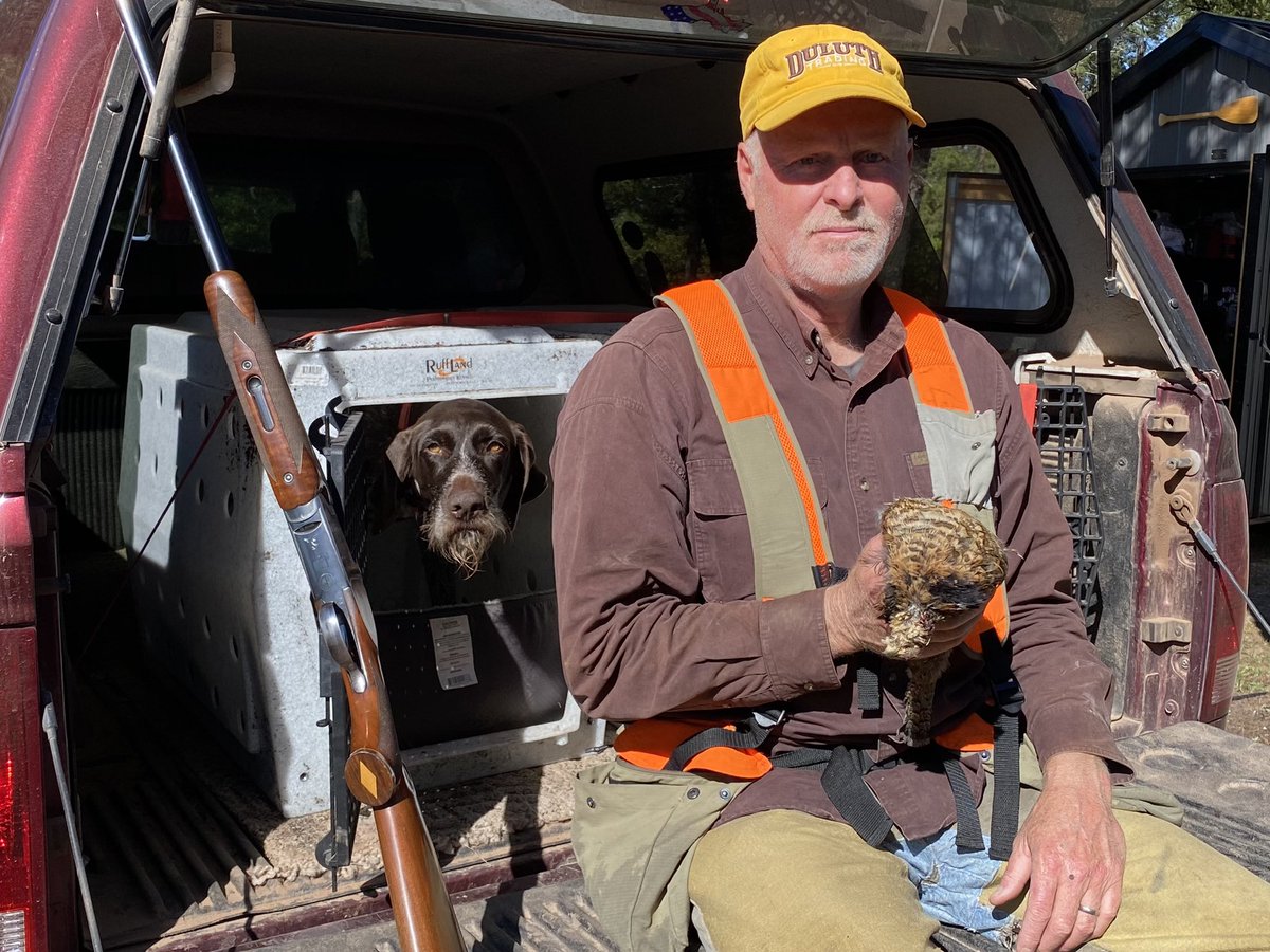 FlyFishingJeffC's tweet photo. What a #perfectday! Up north in the grouse woods with my 2 #germanwirehairedpointers For sure…this beats teaching! https://t.co/uMgZwis1JY