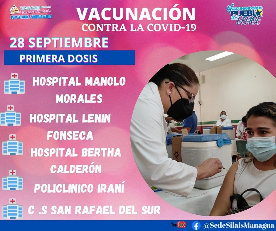 #FuerzaDeUnPuebloQueVence
#VacunandonosPuebloQueVence 
#Nicaragua 

Ve Y Asiste Al Hospital Mas Cercano Y Vacunate Contra La Covid19 
Completamente Gratis y De Manera Voluntaria
