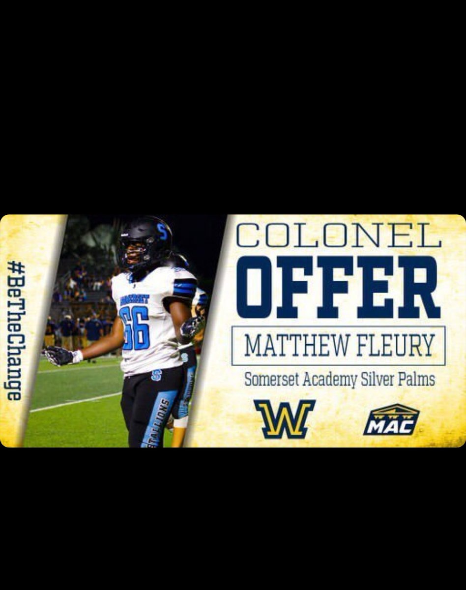 TerronColson's tweet photo. Congratulations to Somerset Silver Palms (OL) Matthew Fleury for receiving an offer from Wilkes University.
#GoColonel
#ItHasBegun
#StallionPride https://t.co/ToVSkgyjAI
