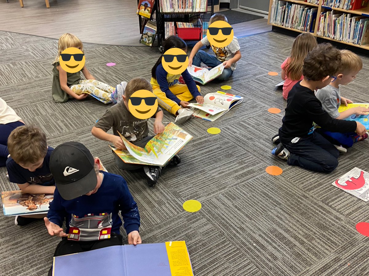 The kindergarten students <a href="/EJSMSchool/">Ecole J S McCormick</a> love picking out their own books on Library day.