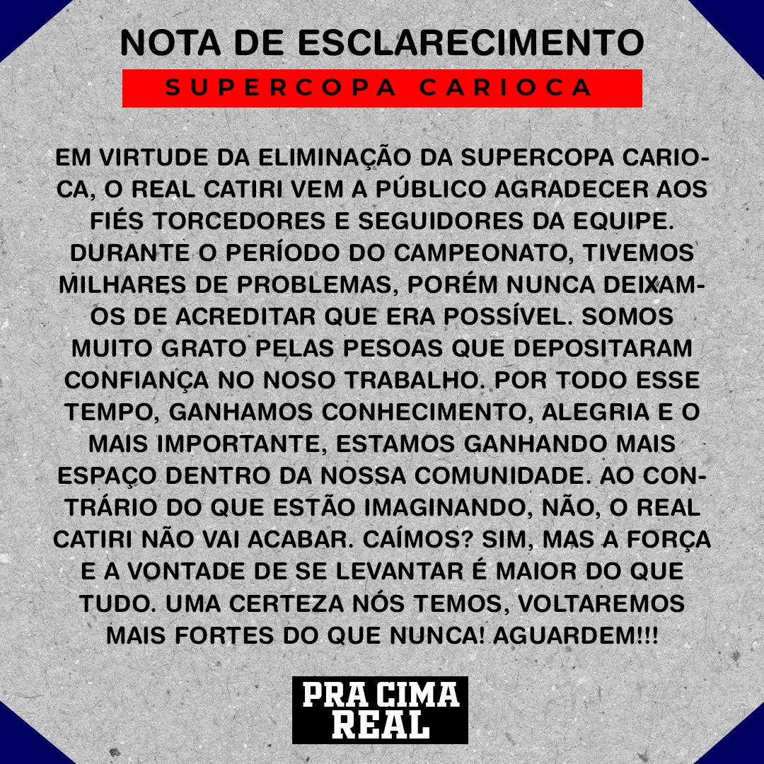 RealCatiri's tweet photo. Nós voltaremos ainda mais fortes! PRA CIMA, REAL!! https://t.co/LmL57lgupY
