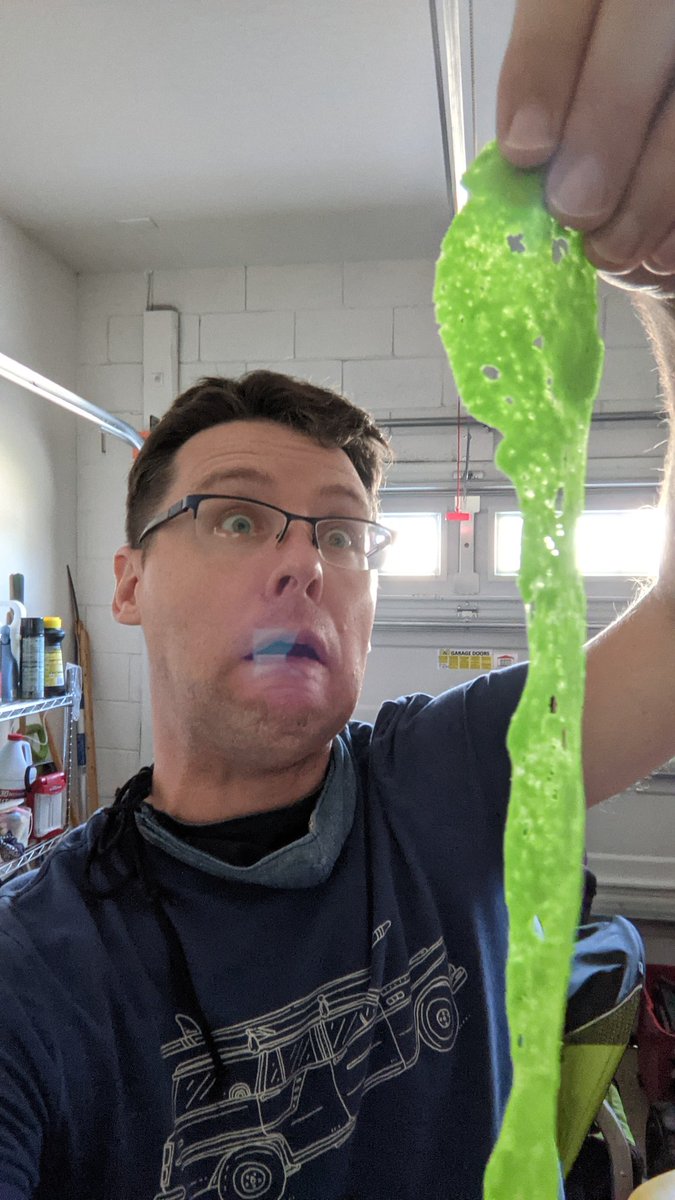 Made glow in the dark/phosphorescent slime today using Elmer's glue, saline and paint! It dries out pretty quickly and hangs well! #Halloween #slime #glue