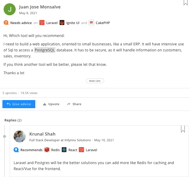 stackshareio's tweet image. #StackShare: @laravelphp / Ignite UI + @cakephp 

Advice from @krunal7091 and Puneet  

➡buff.ly/3CGL3K5